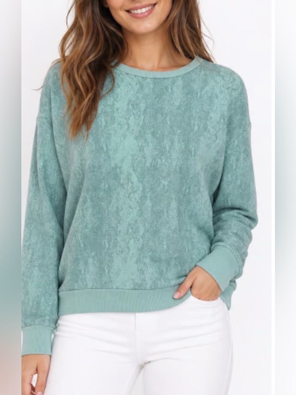 Mondetta Relaxed Mint Green Snakeprint Women's Crewneck Sweater Size XXL